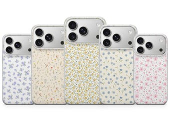 Tiny Spring Flowers-telefoonhoesje bloemencover voor iPhone 17 Pro Max, 16e, 15, 14, 13 en Samsung S26 Ultra, S25 FE, A57, A56, Pixel 10, 9A