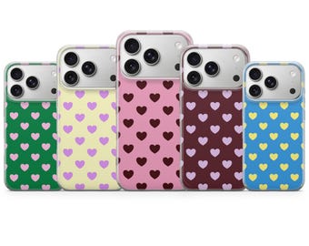Summer Heart Phone Case Cute Polka Dot Cover for iPhone 17 Pro Max, 16e, 15, 14, 13 & Samsung S26 Ultra, S25 FE, A57, A56, Pixel 10, 9A