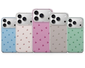 Cherry Pattern Phone Case Summer Polka Dot Cover for iPhone 17 Pro Max, 16e, 15, 14, 13 & Samsung S26 Ultra, S25 FE, A57, A56, Pixel 10, 9A