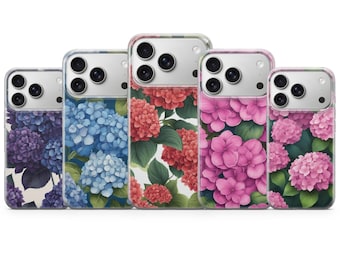 Telefoonhoesje met hortensiabloem zomerbloemen hoesje voor iPhone 17 Pro Max, 16e, 15, 14, 13 en Samsung S26 Ultra, S25 FE, A57, A56, Pixel 10, 9A
