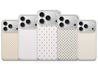 White Polka Dot Phone Case Cute Summer Dot Cover for iPhone 17 Pro Max, 16e, 15, 14, 13 & Samsung S26 Ultra, S25 FE, A57, A56, Pixel 10, 9A