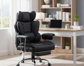 Big Tall Ergonomic Office Gaming Chair with Footrest, Lumbar Support, Reclining Desk Chair