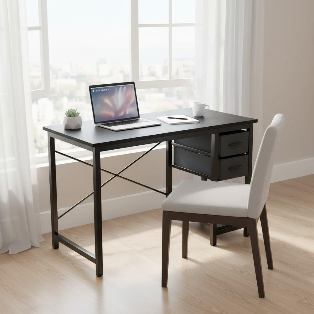47 Inch Modern Computer Desk With Drawers, Storage Shelf, Study Work ...