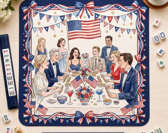 American Mahjong Mat, Patriotic USA Mahjong Table Mat, Red White Blue Game Night Decor, 4th of July Mahjong Gift