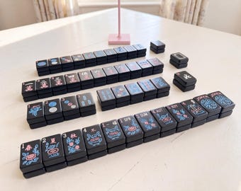 Premium Black American Mahjong Set 166 Tiles NMJL Compatible – Acrylic “Tiles Only” for Travel, Clubs & Beginners