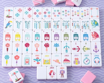 American Mahjong Set 160 Tiles with Carrying Bag, Holiday Collection Mahjong Game for Adults, Beginners, Travel, Family & Gifts
