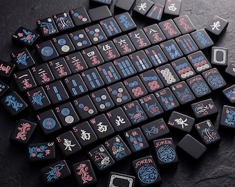 Black Mahjong Tiles Set 166 NMJL American Mahjong Tiles Only Standard Size Premium Melamine Mahjong Set Travel Game