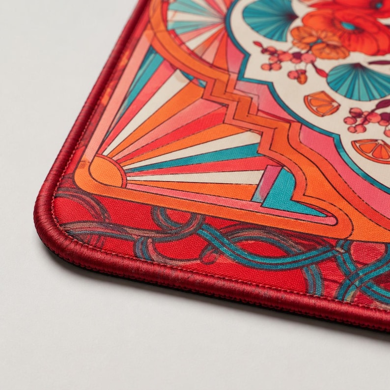 Retro Mahjong Mat, Art Nouveau Floral Mahjong Table Mat, Colorful ...