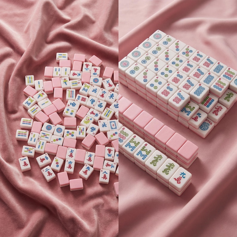 Pink Mahjong Tiles Set 166 NMJL American Mahjong Set Gift for Her Stylish Mahjong Game Set for Women Modern Mahjong image 2