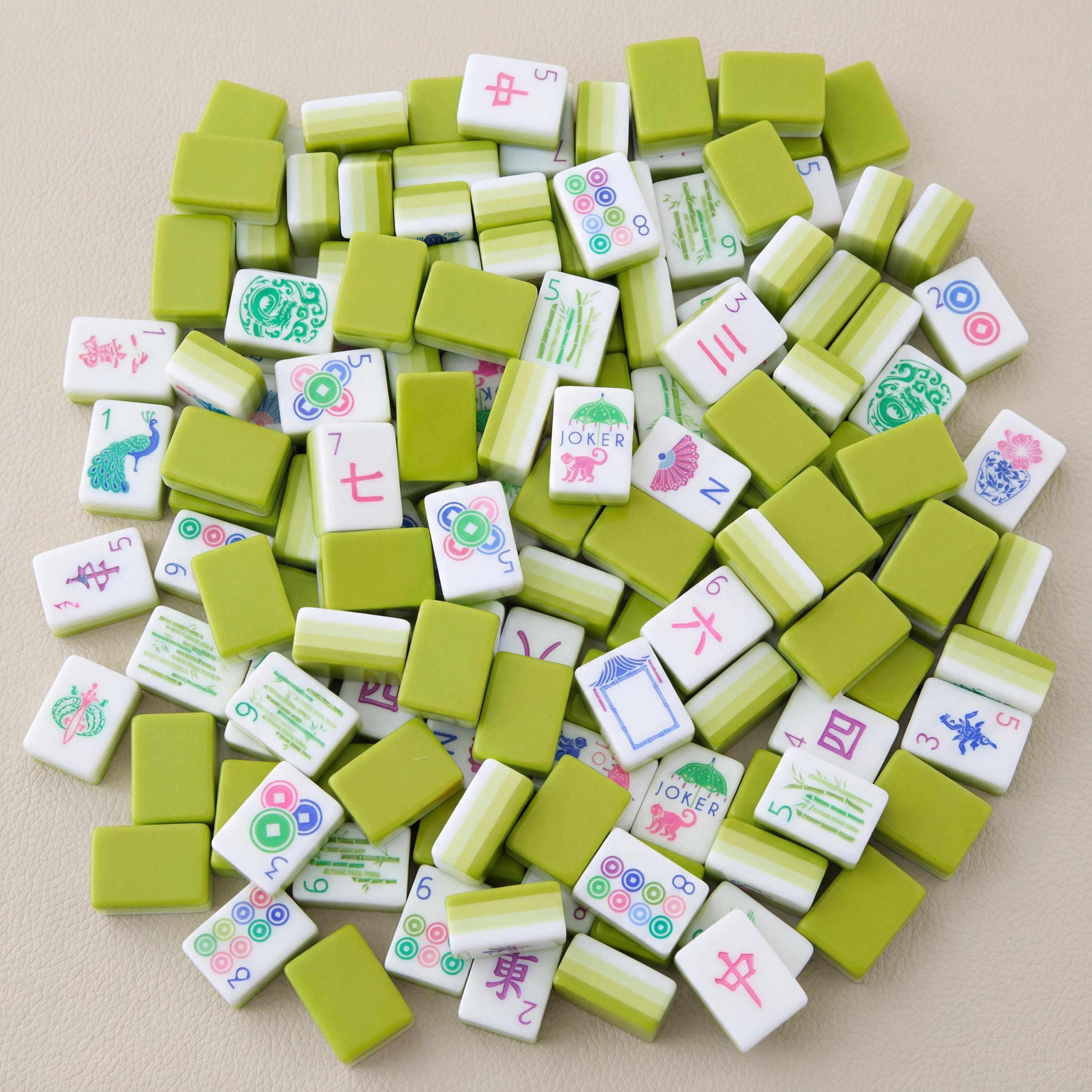 Ensemble De Mah Jong Bicolore Vert - Prêt à Jouer Avec 8 Jokers - Occasion