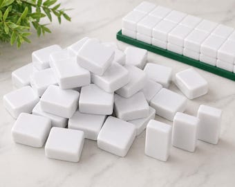 Blank Mahjong Tiles Set 32 pcs – DIY Mahjong Tiles for Custom Designs, Replacement Mahjong Tiles, Acrylic Craft Tiles