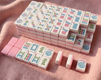 Pink Mahjong Tiles Set 166 NMJL American Mahjong Set Gift for Her Stylish Mahjong Game Set for Women Modern Mahjong