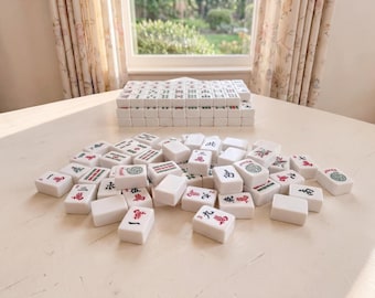White Mahjong Tiles Set 166 Pieces, American Mahjong Classic Set, Premium Melamine Mahjong Tiles, Game Night Set, Gift for Her