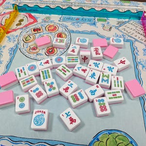American Mahjong Tile Set 166 Acrylic Tiles for NMJL-Style Games, Pink Mahjong Tiles for Adults, Beginners and Clubs image 1