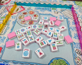 American Mahjong Tile Set 166 Acrylic Tiles for NMJL-Style Games, Pink Mahjong Tiles for Adults, Beginners and Clubs