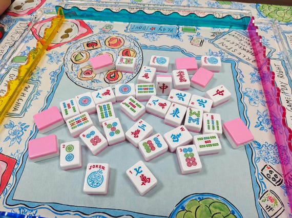 American Mahjong Tile Set 166 Acrylic Tiles for NMJL-Style Games, Pink Mahjong Tiles for Adults, Beginners and Clubs
