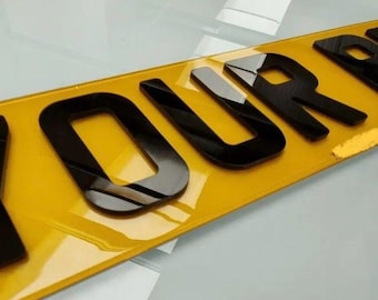 UK Road Legal 4D 3MM Number Plates, Personalised Registration Pair (520x110mm)
