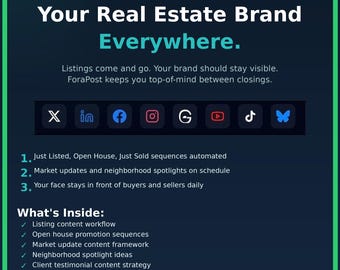 The ForaPost Guide for Real Estate Agents: Data Posts Get Listing Appointments. Neighborhood Tours Build Trust. ForaPost Keeps You Visible