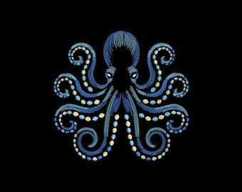 Detailed Octopus Machine Embroidery Design, Nautical Sea Creature Pattern, Instant  Download