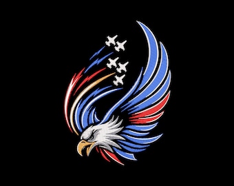 Patriotic American Eagle Machine Embroidery Design, USA Flag Colors Bald Eagle File, Instant Download