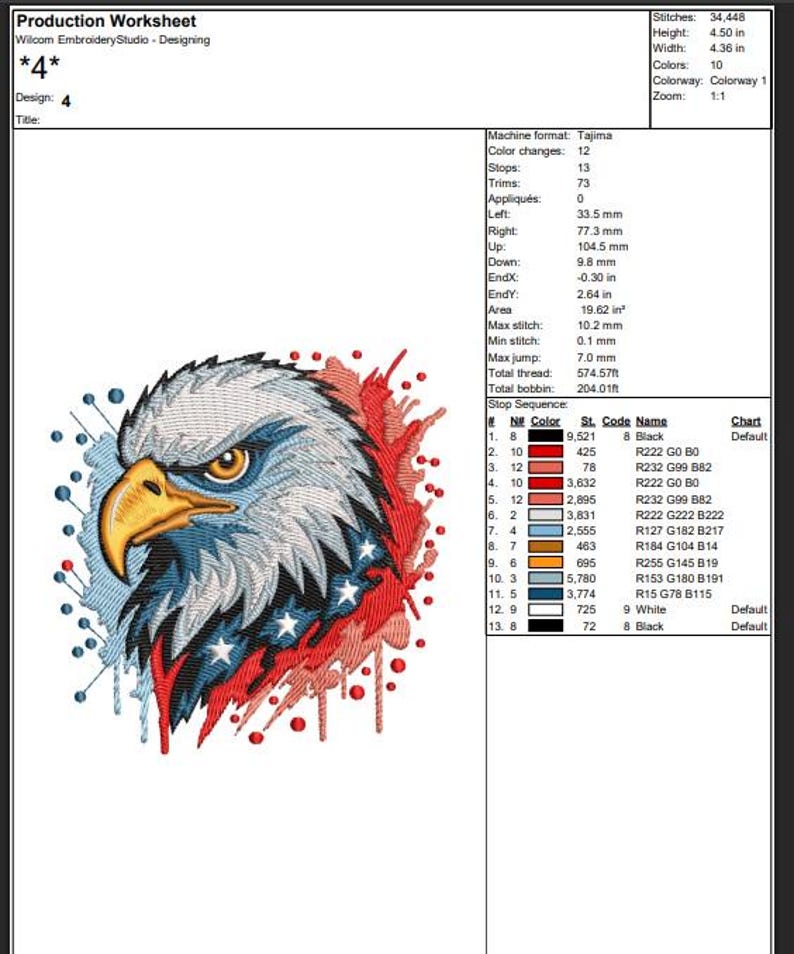 Bald Eagle Machine Embroidery Design, American Flag Eagle, 4th of July ...