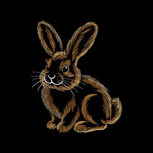 Realistic Bunny Embroidery Design, Golden Rabbit Digitized Pattern, Intricate Hare Embroidery File, Instant Download