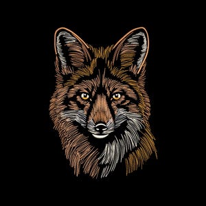 Fox Face Machine Embroidery Design, Detailed Woodland Red Fox Stitch File, Instant Download