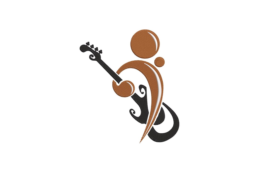 Abstract Bass Guitar Machine Embroidery Design, Musical Clef & Bass ...