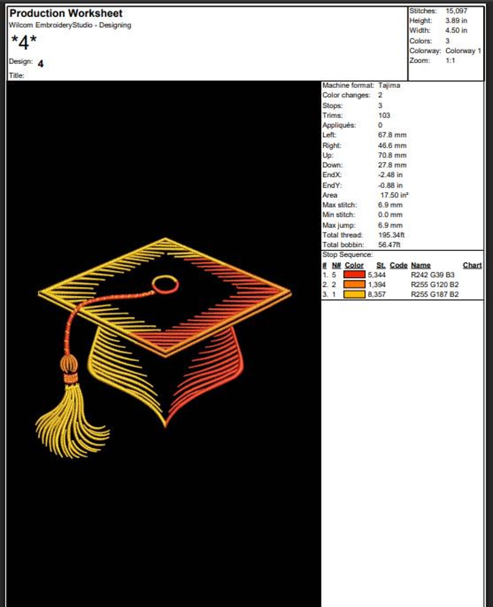 Graduation Cap Machine Embroidery Design, Mortarboard Digital Pattern ...