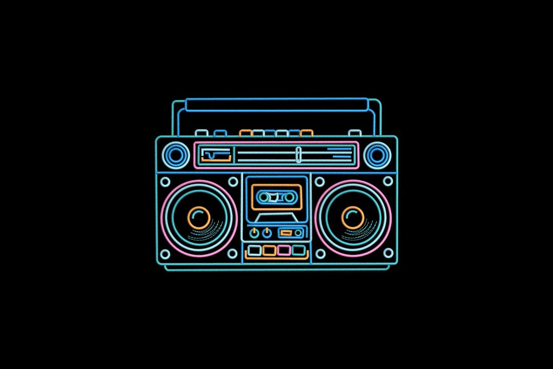 Retro Boombox Embroidery Design, 80s Neon Radio Machine Embroidery File ...