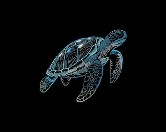 Sea Turtle Machine Embroidery Design, Detailed Ocean Life Stitch File, Coastal Turtle, Instant Download