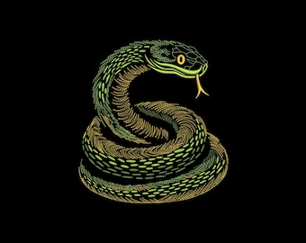 Snake Machine Embroidery Design, Wildlife and Nature-inspired Projects, Instant Download