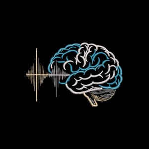 Human Brain Soundwave Machine Borduurontwerp, Neurologie Medisch Patroon, Instant Download