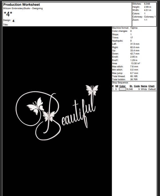 Butterfly Cursive Embroidery Design, Elegant Fill Stitch Pattern ...