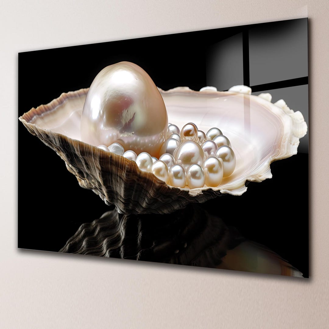 Pearl Oyster Glass Wall Art Luxury Seashell Pearl Tempered Glass ...