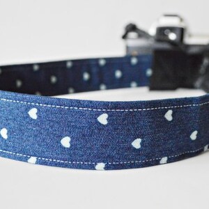 Camera Strap Gift Idea Stocking Stuffer Blue Cotton Sparkle Designer Fabric or Heart Jean Fabric Free US Shipping image 2