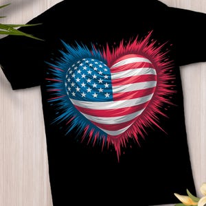 Patriotic Heart Digital Download, 4th of July Sublimation Design PNG, American Flag Clipart