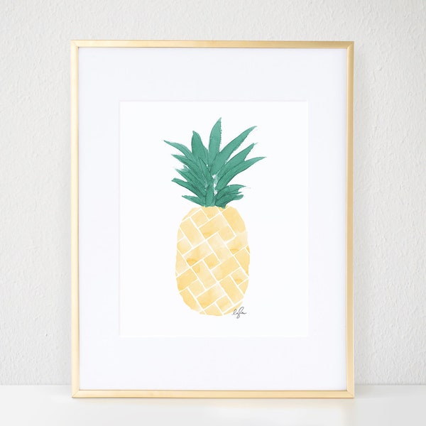 Pineapple Nursery Print, Tropical Print, Cute Girls Room Print, Watercolor Print, Kids Room Decor - Wall Art, Nursery Decor, Pineapple