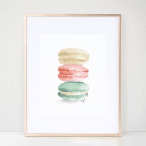 Macaron Print, Baby Room Print, Pastel Macarons, Girls Room Art, French Macaron Wall Art, Bar Cart Art, Boho Style Décor, Kitchen Art