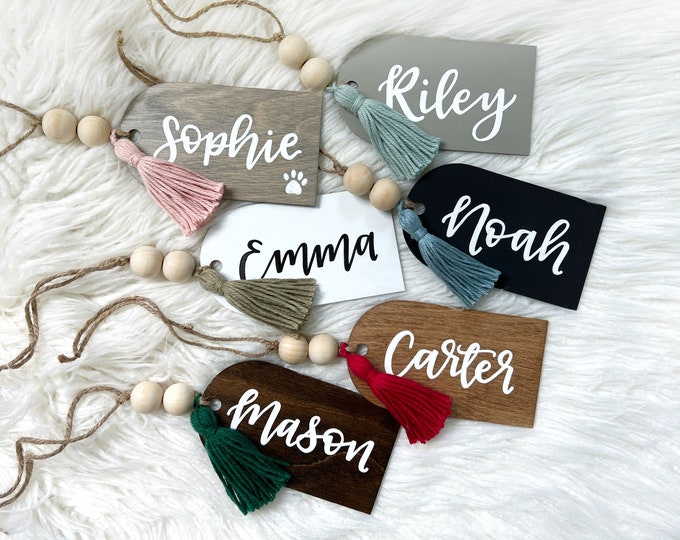 Featured listing image: Wood Stocking Tag with Tassel