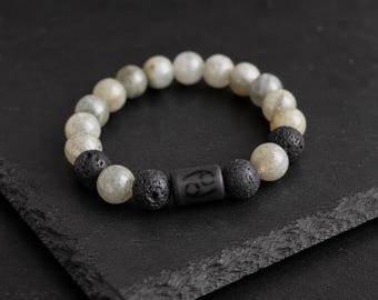 Zodiac Herrarmband, Lavasten & Labradorit Armband, Smycken för Honom