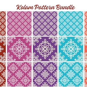 Indian Kolam Rangoli Muggu Seamless Pattern Bundle | Digital Download for Decor Prints