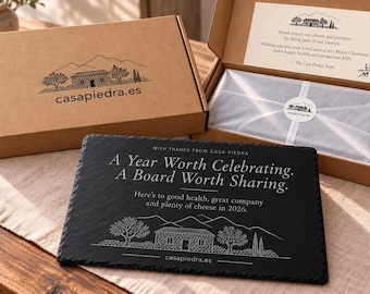 Personalized Corporate Gift Sample | Engraved Slate Board and Printed Box | 30x20cm