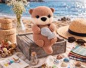 Crochet Otter Pattern Amigurumi Otter With Fish Pattern Cute Sea Otter Crochet Tutorial Stuffed Animal Pattern Cute Crochet Pattern PDF