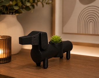 Moderner Dackel im Low-Poly Design – Minimalistische Hundefigur aus 3D-Druck – Deko Geschenk für Dackelfreunde & Hundebesitzer