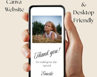 Personalized Thank You Card With Photo | Mobile Friendly Canva Template To Say Thanks | Instant Download (Digital Design)