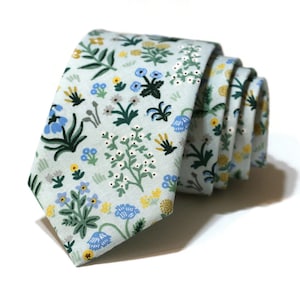 Mint Menagerie Garden Floral Necktie~Floral Tie~Anniversary Gift~Flower Tie~Mens Tie~Wedding~Skinny Tie~Boys Necktie~Blue~Sage~Green