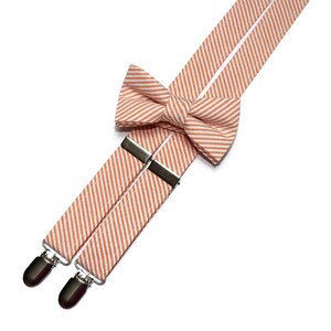 Boys Seersucker Suspenders~Orange Seersucker~Boys Suspenders~Wedding Suspenders~Wedding~Boys Seersucker Bow Tie~Boys Suspender Set