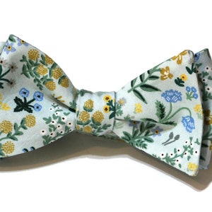 Mint Menagerie Garden Floral Bow Tie~Mens Self Tie Bow Tie~Mens PreTied~Anniversary Gift~Flower~Cotton Tie~Wedding~Rifle Paper Co Fabric