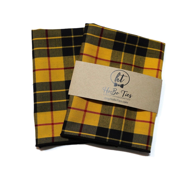 Tartan Plaid Pocket Square~Red~Black~Yellow~Wedding Accessory~Anniversary Gift~Preppy Gift~Christmas Pocket Square~Mens Pocket Square
